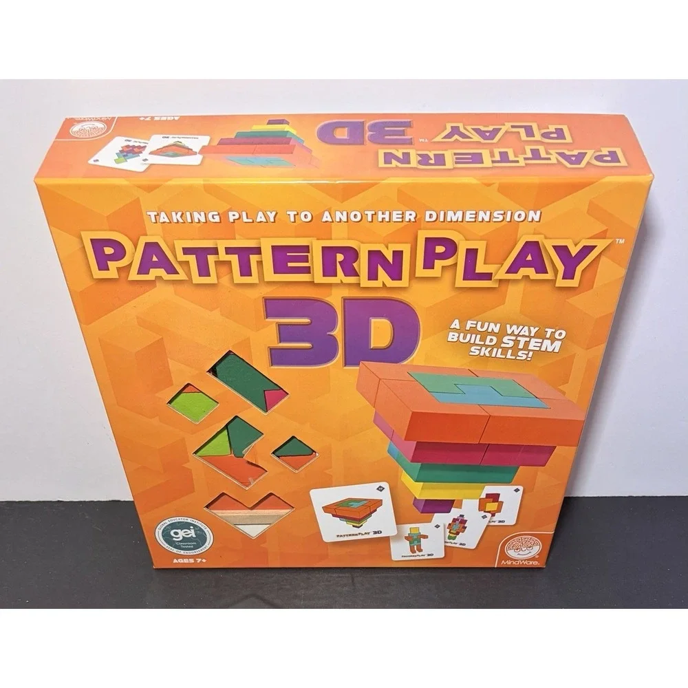 MindWare 3D Pattern Play Color Learn Through Play Wooden Blocks Ages 3+